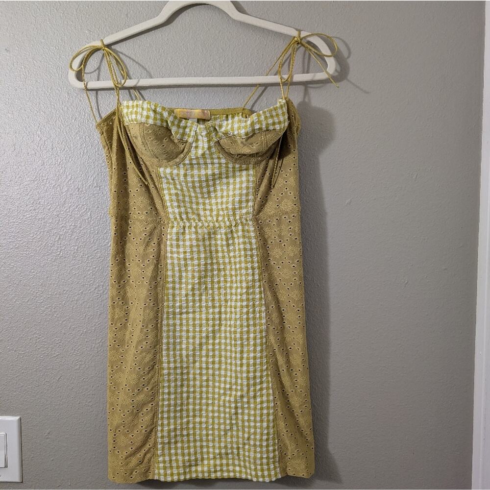 Urban Outfitters Mini Dress Felicity Eyelet Underwired Gingham Dress - Picture 6 of 8